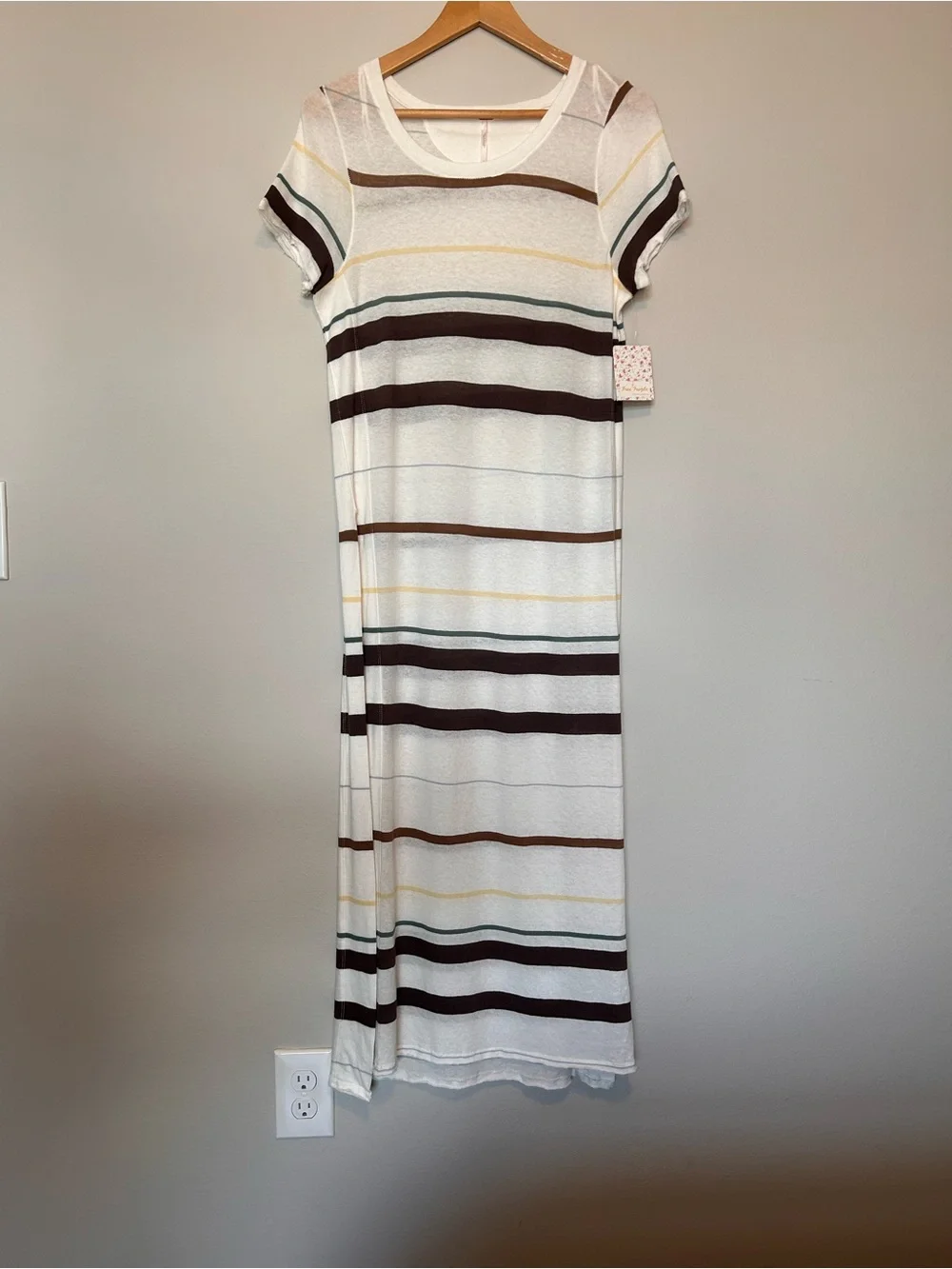 Free People Womens Too Legit Maxi Open Sides Tunic Top, Ivory Combo, - Picture 2 of 14